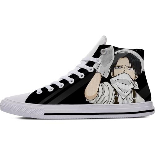 Anime Manga Attack on Titan Levi Ackerman Funny Casual Cloth Shoes High Top Lightweight Breathable 3D Print Men Women Sneakers