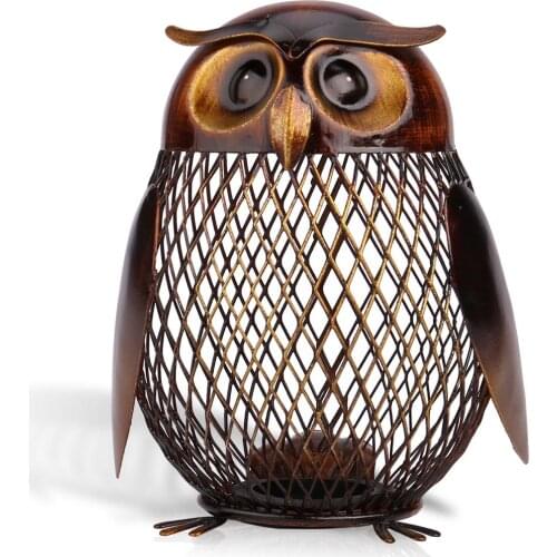 TOOARTS Owl Shaped Metal Coin Box Furnishing Art Crafting Piggy Bank Money Box Saving Box Home Decoration Crafts Gift For Kids