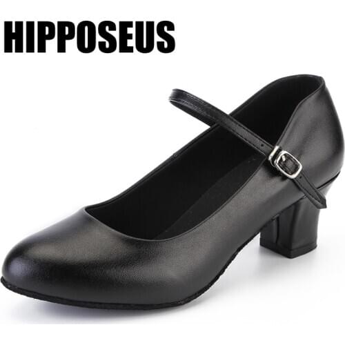 Dance Shoes Modern Satin/Pu Women Latin Salsa Tango Ballroom Jazz Soft Sole 5cm High Heels Indoor Dancing Shoes for Girls Black