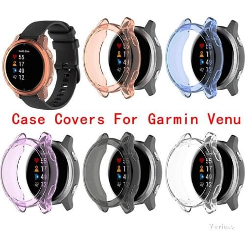 100pcs Protective TPU Clear Frame Protector Case Covers For Garmin Venu Smart Watch Band Strap Accessories Bumper Skin Shell