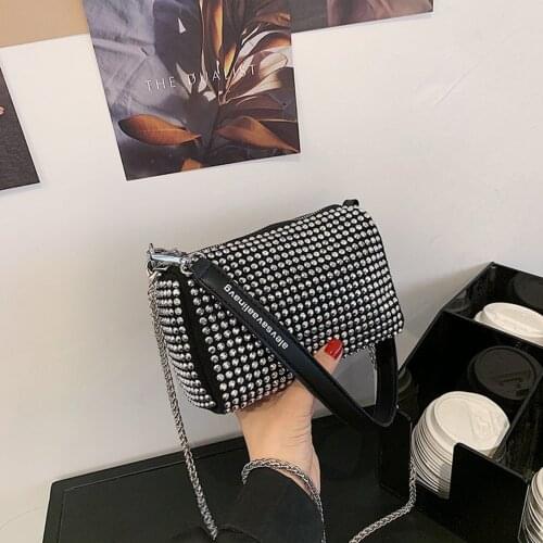 Womens Bag 2021 New Diagonal Small Square Bag Armpit Shoulder Bag Fashion Korean Version Bags Chain King Rhinestone Bags