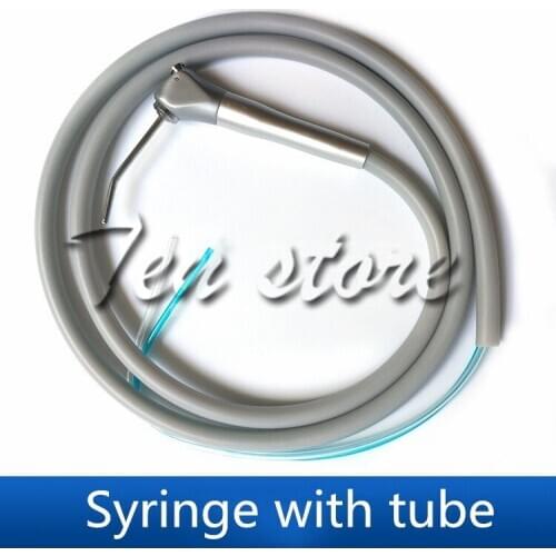 1 Set Dental Triple Water Spray Air 3 Way Syringe Handpiece with Tube + 2 Nozzles Tips for Dental Lab Use
