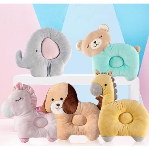 1pc baby newborn anti deviation headrest cute animal design baby shape pillow anti roll baby headrest pad