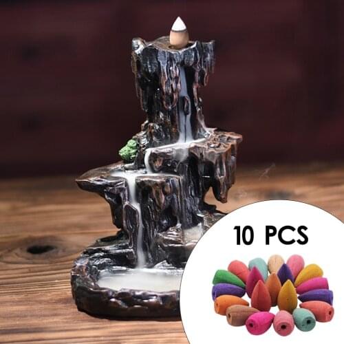 10pc Waterfall Backflow Incense Cones Mixed Colorful Incense Cone Air Freshener for Meditation Home Bedroom Yoga SPA Relaxation