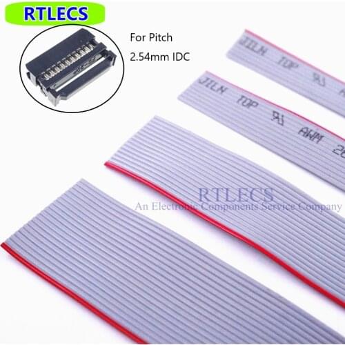 2 meter 1.27 mm UL2651 Grey Flexible Flat Cable 6 8 9 10 12 14 16 20 24 26 30 40 50 60 64 Pin Way #28 AWG Ribbon IDC Socket