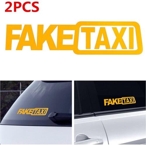 2Pcs FAKE TAXI Car Stickers Reflective Stickers Funny Window Vinyl Decals Car Styling Self Adhesive Emblem Car Stickers Decor