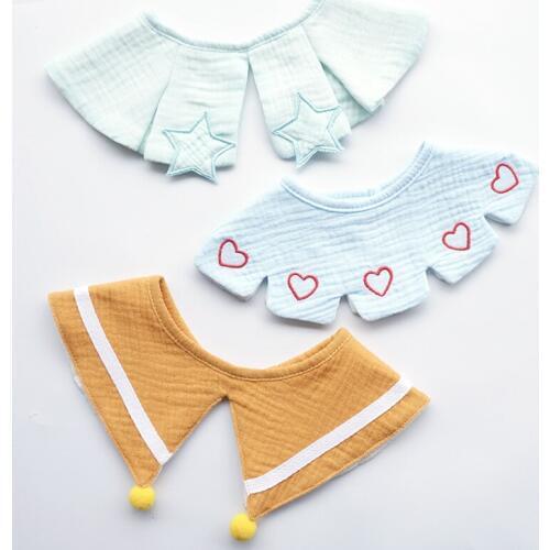3pcs Set Ins Nordic Style Baby Bib Cotton Gauze Infant Baby Burp Cloth Saliva Towel Embroidery Fake Collar Decorative Aaccessory