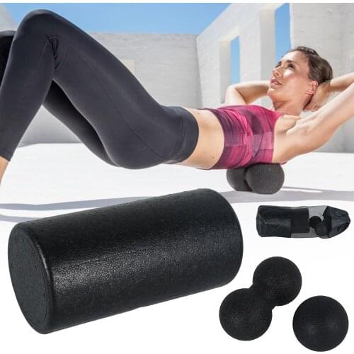 3pcs Yoga Foam Roller Set Massage Roller&Fitness Ball for Back Pain Self-Myofascial Treatment Yoga Massage Roller Relax Exercise