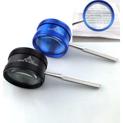 35x Handheld Magnified HD Magnifier Reading Book Loupe 50mm Metal Cylinder Antique Appraisal Jewelry Magnifying Glass Monocle
