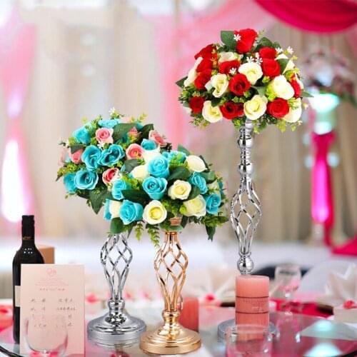 5pcs/lot Metal Gold Silver Candle Holders Table Candlestick For Wedding Candelabra Flowers Vases