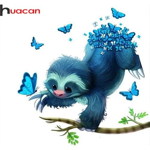 Huacan 5d Diamond Painting Sloth Fantasy Full Square/round Mosaic Embroidery Cartoon Butterfly Animal Diamond Art