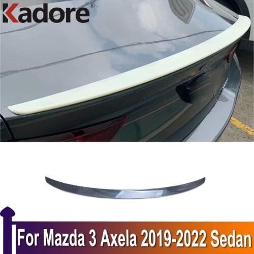 For Mazda 3 M3 Axela 2019 2020 Sedan Carbon Fiber Car Rear Roof Trunk Spoiler Rear Wing Lip Bumper Cover Trim Accessories