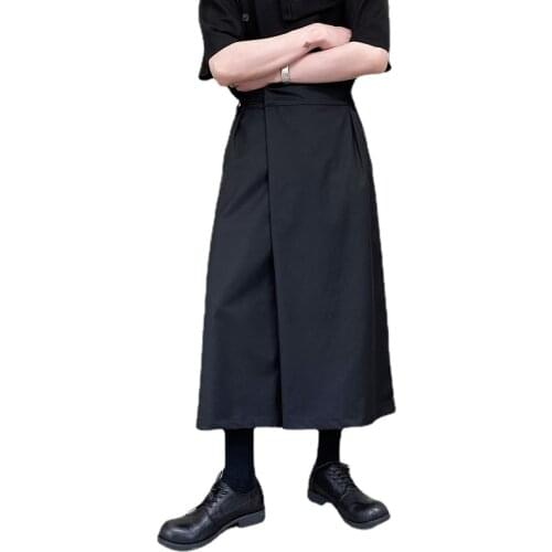 Men Japan Harajuku Streetwear Vintage Loose Casual Wide Leg Kimono Pants Male Chic Fashion Skirt Pant Trousers