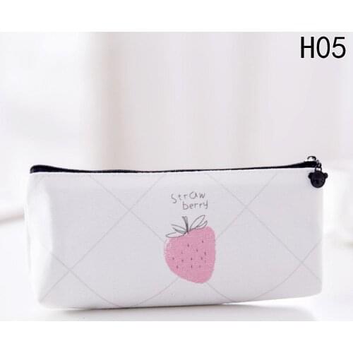 TTLIFE 1Pcs/Sell White Fruit Pencil Case Shiny PU PencilsBags Kawaii Girl Capacity School Supplies Stationery Cosmetic Bag