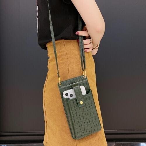 Crocodile Texture Wallet Shoulder Strap Phone Case For iPhone 11 12 Mini Pro Max Xs Xr X 6 7 8 Plus Neck Lanyard Universal Bag