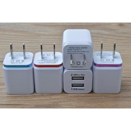 100pcs/lot Colorful 2A+1A US Plug AC Power Adapter Home Trave Wall 2 port dual USB Charger for iPhone 4 5 6 plus for Samsung HTC