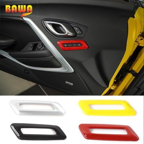 HANGUP Car Interior Memory Seat Controls switch button Decoration Cover Ring Stickers For Chevrolet Camaro 2017 Up Car Styling
