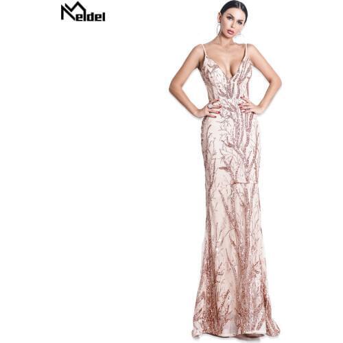 2019 Perfect Gold Long Evening Dress Elegant Sleeveless with Sequins Mermaid Formal Prom Dress Robe De Soiree Support customized