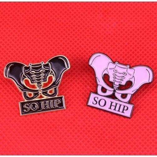 So hip enamel pin pastel goth skeleton brooch bone anatomy jewelry hitchhiker guide to the galaxy hip hipster cool pun art badge