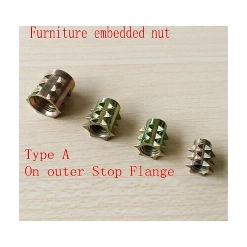 M4X8 Furniture nut pre embedded Thorn nut no flange wood inserted handle knob cupboard closet door pull screw nut M4 M5 M6 M8