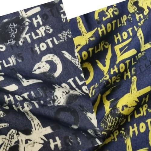 Good Quality 95%Cotton 5% Spandex Denim Fabric English Letters Print Stretch Thick Denim Sewing Material Pants Diy Jeans&Jacket