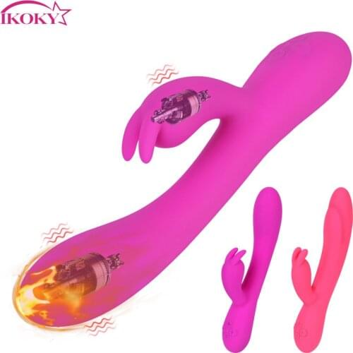 IKOKY 16 Speeds Heating Rabbit Vibrator Sex Toys for Women Dual Motors Dildo Clitoris Vagina Stimulation G Spot Nipple Massager