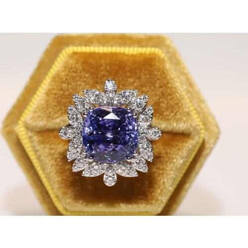 Perfect Antique Style New Made 14k Gold My Design Natural Diamond And Tanzanite Decorated Amazing Strong Ring
