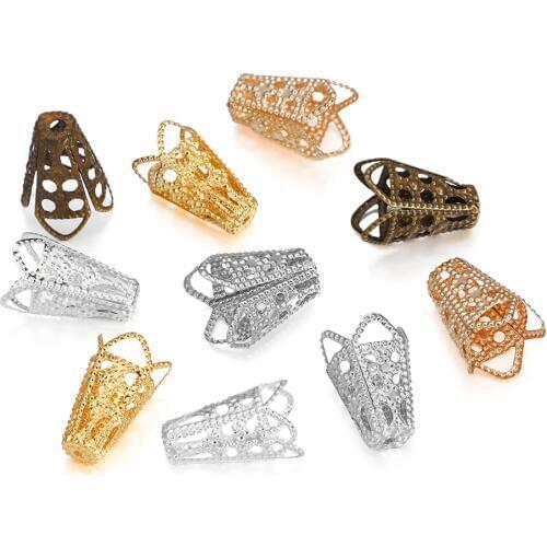 50pcs/lot Wine Cup Hollow Out Trumpet Alloy Seed Bead End Caps Bracelet Earrings Connector Caps For DIY Jewelry Makings Supplies