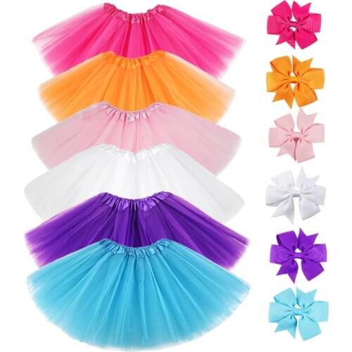 2 Piece Headband + Mini Skirts 2020 New Fashion Solid Mesh Girls Skirts Toddler Girl Fall Children Clothes School Dance Costume