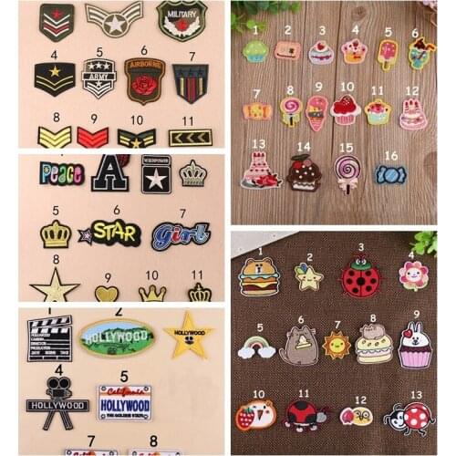 Fashion Tide Brand Black Embroidery Patch Cloth Sticker DIY Iron Decoration Badge on Clothes Gold Line Army Cloth Sticker