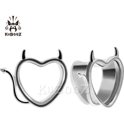 Wholesale Price Stainless Steel Heart Devil Ear Piercing Tunnels Stretchers Body Jewelry Earring Gauges Plugs Expanders 34PCS