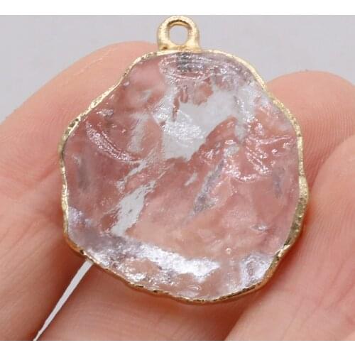 Wholesale Natural Gem Stone Crystal Pendants Irregular Round Clear Quartz Charms Pendant for DIY Necklace Earring Making Jewelry