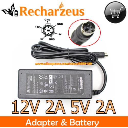 Genuine Verbatim UEA325D-0512-A AC Adapter Round With 6 Pin 12v 2A 5v 2A Power Supply