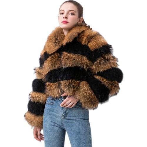 QIUCHEN PJ20061 new arrival women coats real raccoon fur jacket natural fur coat matching colors coat fashion winter new styles