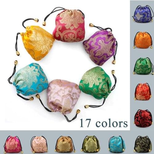 1Pc 11x11cm Gift Silk Bag Drawstring Pouch 17 Colors Jewelry Packaging Bags for Necklace Bracelet Beads Storage Pouches Wholesal