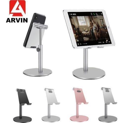 Arvin Adjustable Aluminum Alloy Cell Phone Tablet Holder For Ipad Pro Iphone XS XR Samsung Tablet Mobile Phone Desk Stand Mount