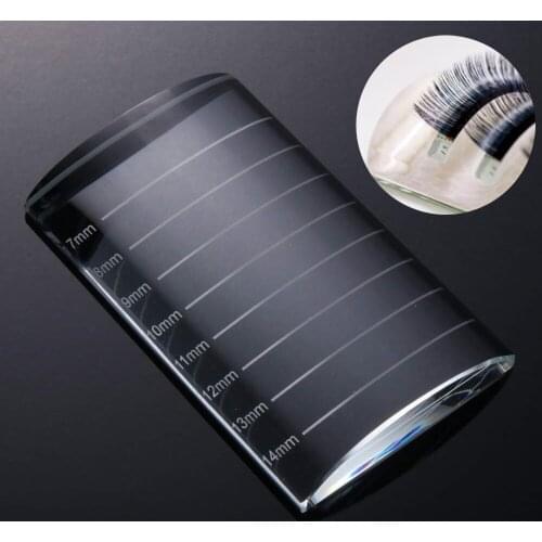 Eyelashes Stand Pad Pallet U-Shape Crystal Glass Adhesive Lashes Extension Glue Pallet Lashes Holder Tick Mark Tray Strip Stand