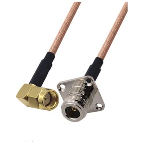 RP-SMA Male Right Angle to N Female 4hole panel Flange Connector Pigtail Jumper RG316 Cable 50 ohm