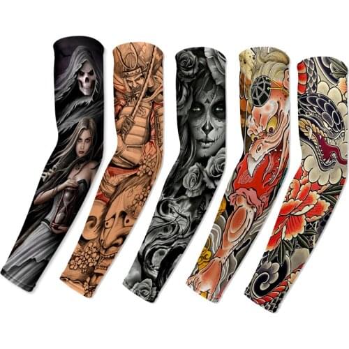 Arm Sleeve Mangas Warmer Durable Practical Ice Silk For Jogging UV Protection Printed Portable Tattoo Cycling Sleeves