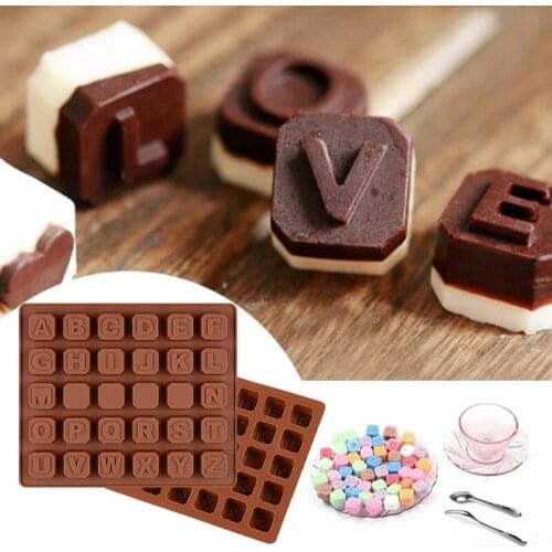 26 LETTER Baking Tools Cake Mold Silicone Chocolate Alphabet Mold Form For Ice Chunk DIY chocolate cake recipe resin mold