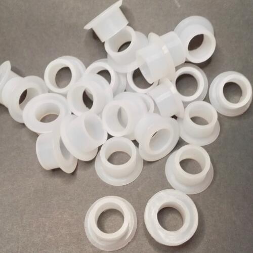 25x Silicone Shoulder Washer Sealing Flange Gaskets Spacer OD24mm ID 13mm 2mm Thick 11mm Height Bevelled Edge 24x13mm Gray White