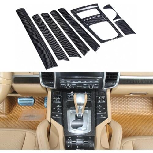 LHD Car Styling Real Carbon Fiber Console Central Gear Shift Storage Panel Cover Trim Sticker For Porsche Cayenne 958 2010-2016