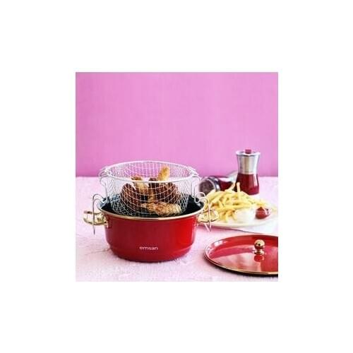 Emsan stylish multicolor Frying Pot 24cm 3 PCS set with strainer and cover