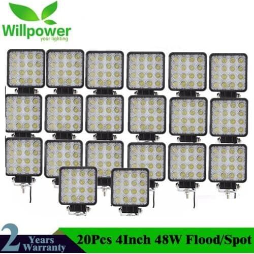 20Pcs 4inch 48W Led Work Light Lamp Car 4x4 ATV LED Working Lights Truck 12V Driving Fog For Niva UAZ Tractor Offroad Lights