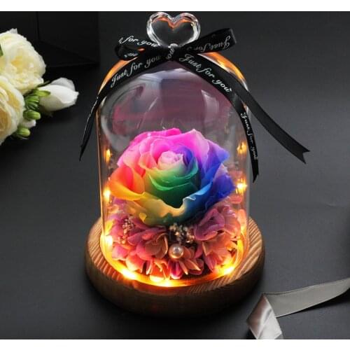 Real Flower In A Glass Dome Home Decoration Accessories On A Wooden Base For Wedding Valentines Gifts Christmas Gift Ornaments