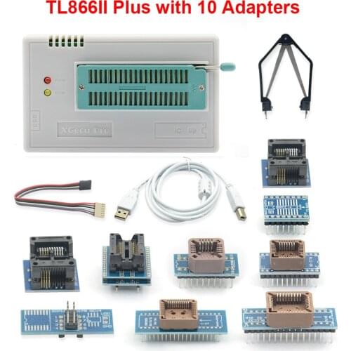 USB Universal Programmer TL866II Plus Programmer Flash Programmer for EEPROM Flash 8051 AVR MCU GAL PIC with 10 Adapter