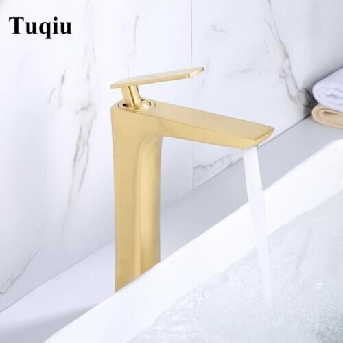 Vidric New Arrival Brush gold Bathroom Faucet Brass Basin Mixer Bathroom Sink Hot and Cold Tap Bathroom Sink Basin Mixer Tap