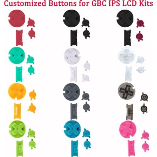 High Quality IPS Custom Buttons for GBC Housing Shell D-Pad A B Buttons for GameBoy Color high light IPS LCD Screen kits