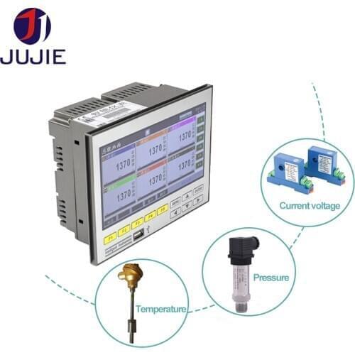 1/2/4/6/8/10/12/16 7'' channels paperless recorder chart temperature datalogger analog signals logger graphic trend curve excel