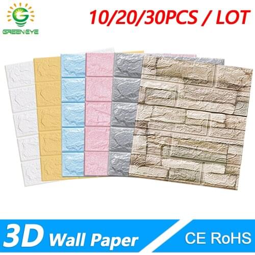 10/30Pcs Self-Adhesive 3D Brick Wall Sticker DIY Waterproof Foam Wallpaper Kids Room Kitchen Roof Ceiling Background Wall Decals
